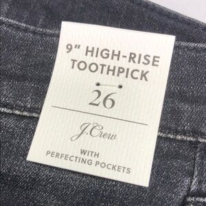 NWT J CREW BLACKWASH 9” HIGH-RISE TOOTHPICK SKINNY JEANS 26x28 ⭐️